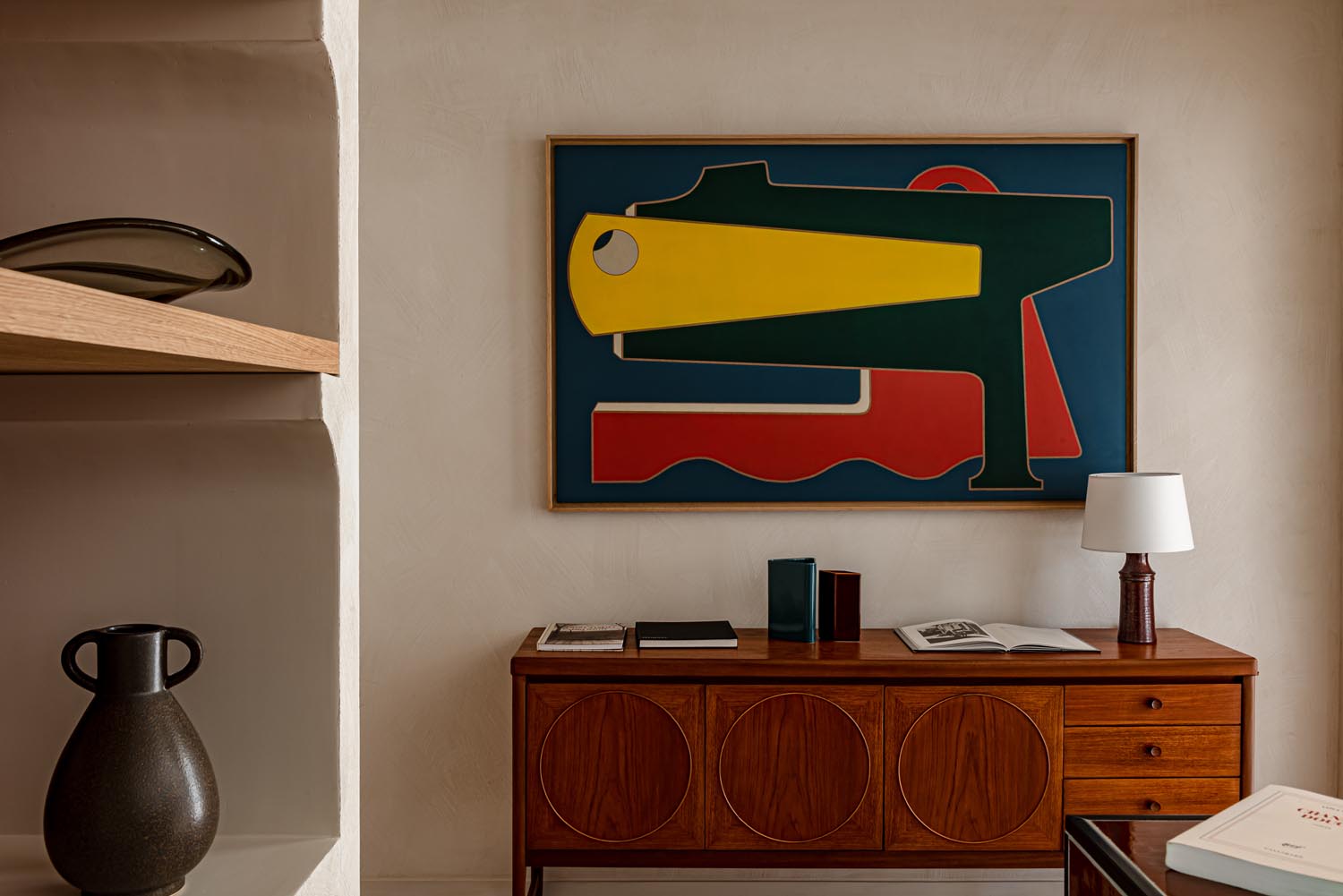 witness locations les hauts de gordes gordes provence console colorful abstract painting vase