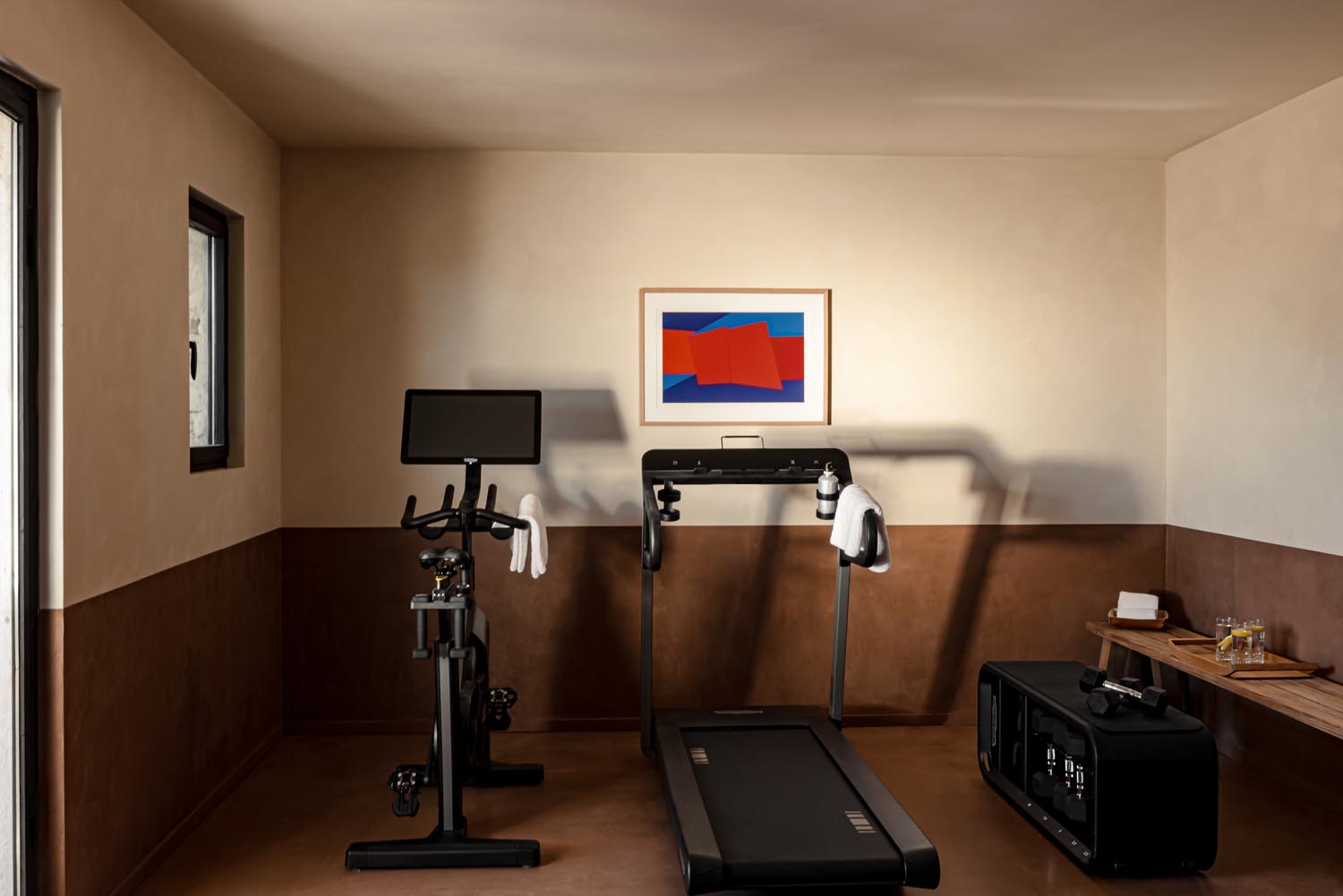 witness locations les hauts de gordes gordes provence gym bike treadmill colorful artwork