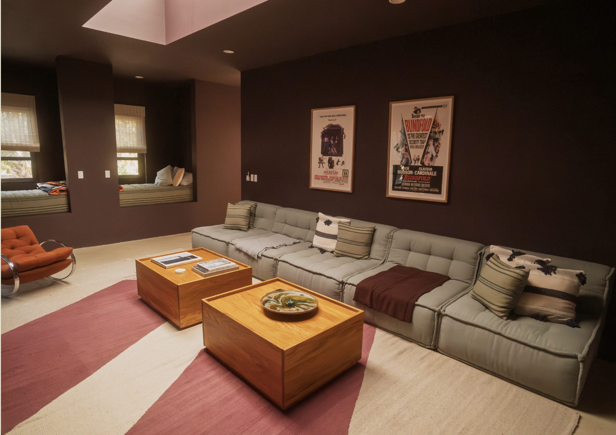 witness locations rancho cuatro patas todos santos media room sectional wood coffee tables vintage posters